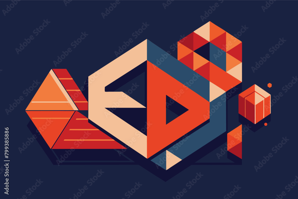 Poster minimalist geometric form integrated with a custom-designed typeface, creating a cohesive design.