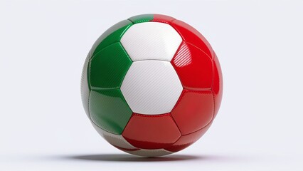 Naklejka premium Soccer ball in the colors of the Italian flag, green, white, red colors. isolated on white background, European Championship 2024