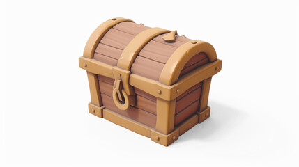A cartoon style wooden treasure chest