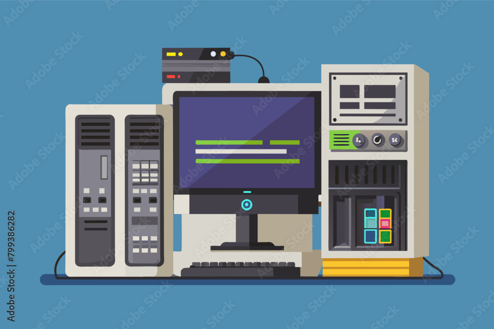 Poster minimalist desktop PC that hides all wires and components for a clean aesthetic.