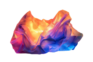 Iridescent abstract shape with fluid colors isolated on transparent background. Modern art concept for design and decoration