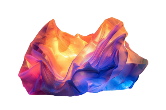 Iridescent abstract shape with fluid colors isolated on transparent background. Modern art concept for design and decoration