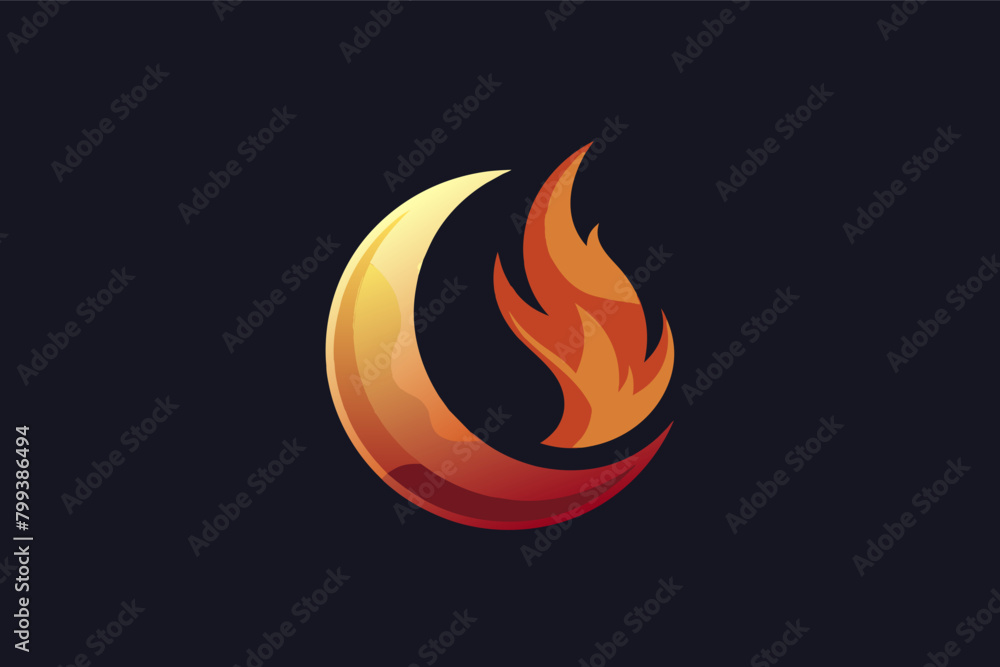 Poster Gradient moon with file minimal logo vector