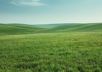 Obraz premium Vast green rolling hills under blue sky