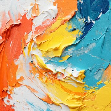 Colorful abstract painting with thick oil paint