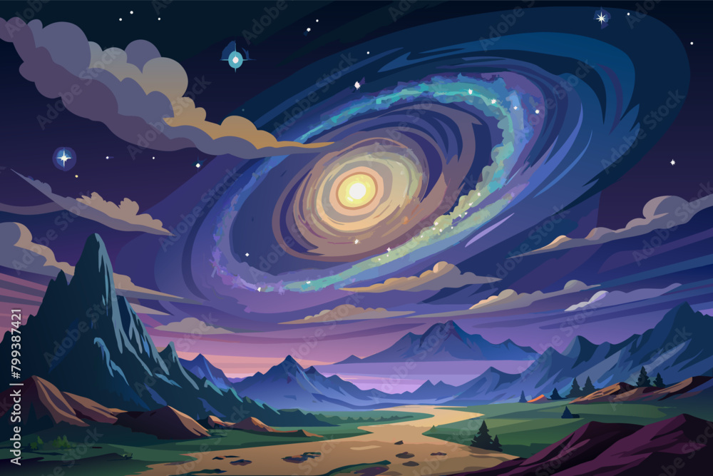 Poster mesmerizing view of the milky way galaxy