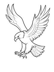 Animals cartoon bird egole  coloring page, outline, white color, white background ai generated 