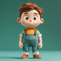 3D illustration of a cute cartoon boy - obrazy, fototapety, plakaty