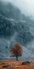 Stunning photography of a lonely tree in a rocky valley
