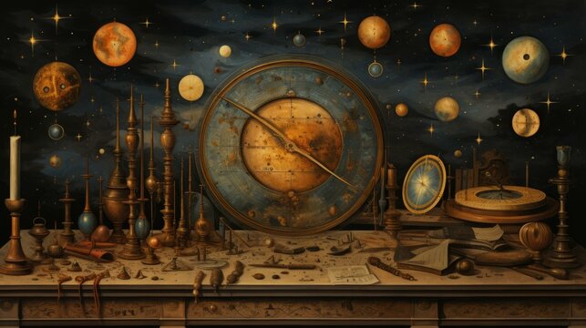 An illustration of an antique celestial planisphere