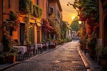 Obraz premium Charming cobblestone street in a small Italian town