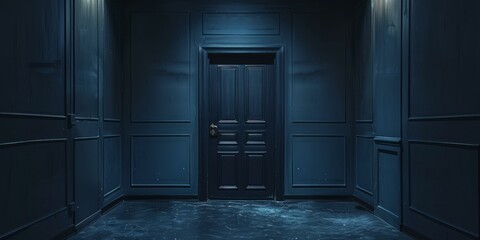 Dark blue room with a dark blue door