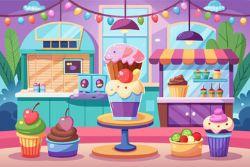 luxurious ice cream parlour with an interactive dessertmaking experience for guests