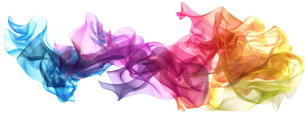 Colorful Abstract Smoke Waves Isolated on Transparent Background