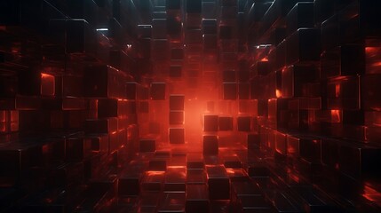 Luminous Red Background Illuminates Transparent Brick Pattern: A Captivating Visual Composition for Creative Projects