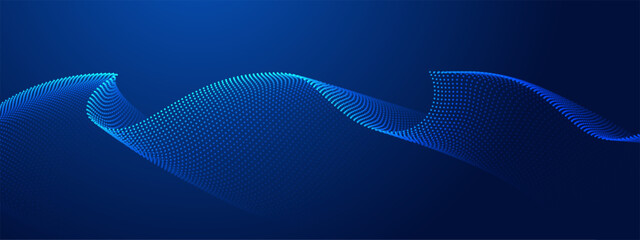 Abstract blue background with dynamic line particle. Dynamic waves. vector illustration