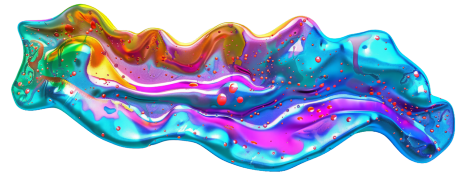 Abstract multicolored fluid texture with neon hues. Digital art. Design for wallpaper, banner, and print