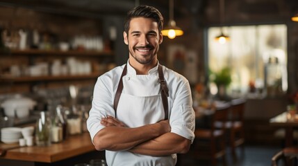 Fototapeta premium Portrait of a Smiling Chef in a Restaurant
