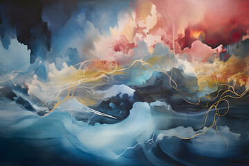 Infinite Inspiration Isle, abstract landscape art, painting background, wallpaper, generative ai