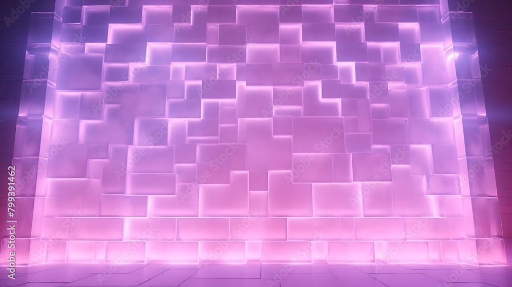 Aufkleber luminous pink backdrop illuminates transparent brick pattern: abstract background concept for design
