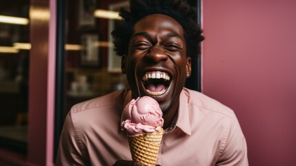 Black man eating ice cream