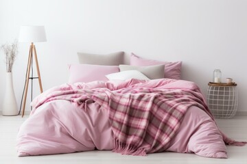 Simple and comfortable pink bedding