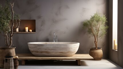 Bathroom interior with natural elements