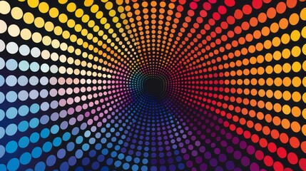   A multicolored background with a single black hole centrally located