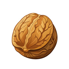Obraz premium Fresh walnut nut cartoon style on white background