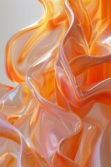 Fototapeta premium Abstract 3D rendering of orange translucent wavy shapes