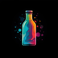 simple bottle logo vector with abstract colors