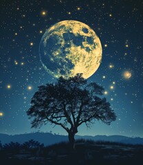 Blue Moon over Lonely Tree