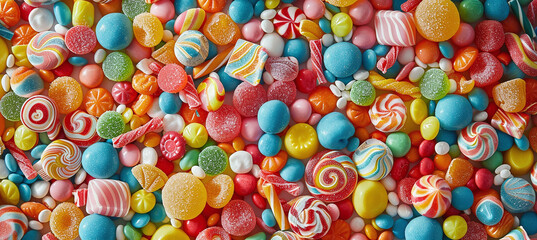 Fototapeta na wymiar illustration of different bright colored sweets, candies, lollipops, marmalade.