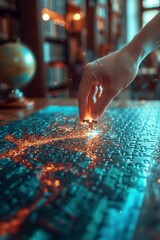 Hand placing the final piece of a jigsaw puzzle