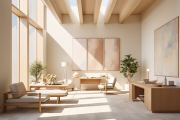 Fototapeta premium Bright and Airy Home Office With Natural Light