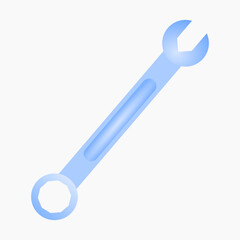 Blue wrench icon in cartoon 3d style isolated on white background. Vector illustration.  3d wrenches vector design.
