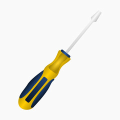 3d yellow grip screw driver-isolated on white background.