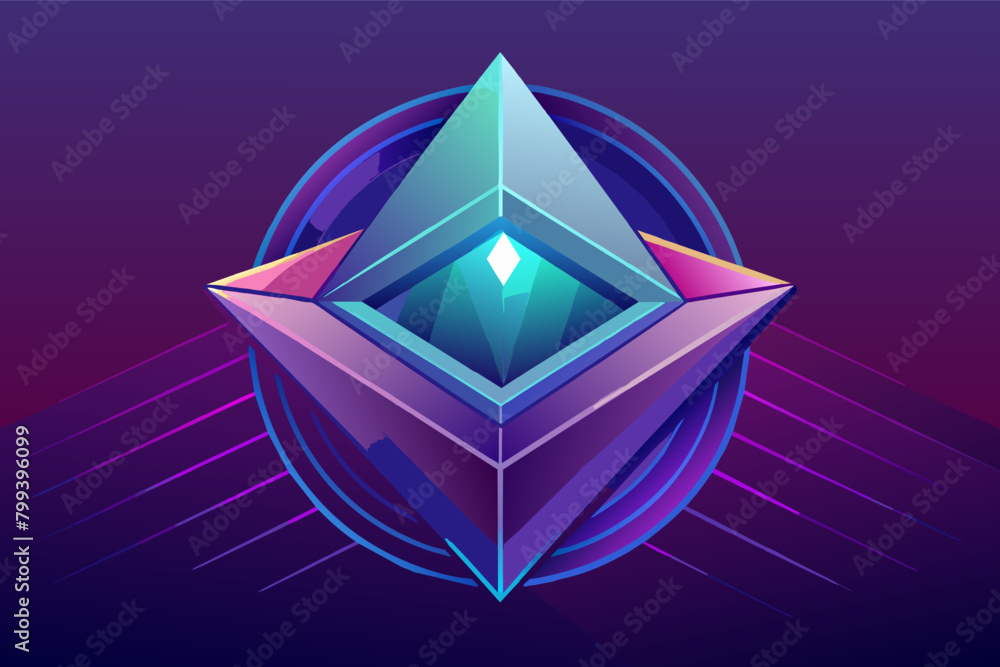 Poster holographic effect applied to a minimalist geometric form, creating a futuristic look.