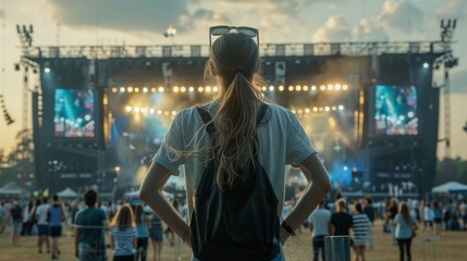 Virtual Concert Planning Music Festival Organizer Strategizing Stage Layouts and Audience Flow with...