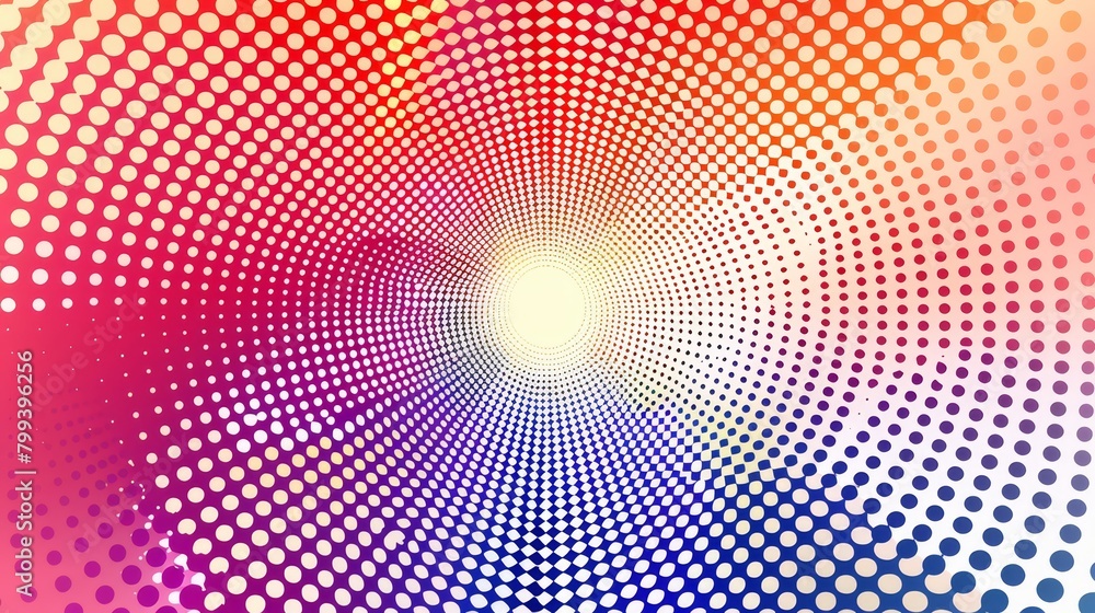 Poster a circular image against a colorful backdrop featuring a pattern, with a white center at its core
