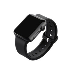 Unbranded black smart watch, Smart watch isolated inside the transparent background. Mockup.