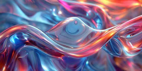 Colorful abstract painting with smooth wavy shapes