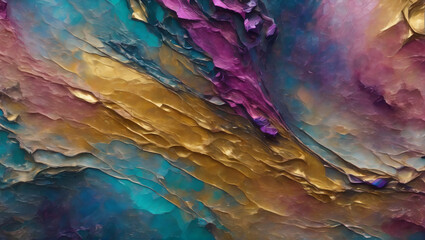 Abstract compositions showcasing iridescent substances on textured surfaces, with shimmering colors and shifting textures creating an ethereal and captivating impression ULTRA HD 8K