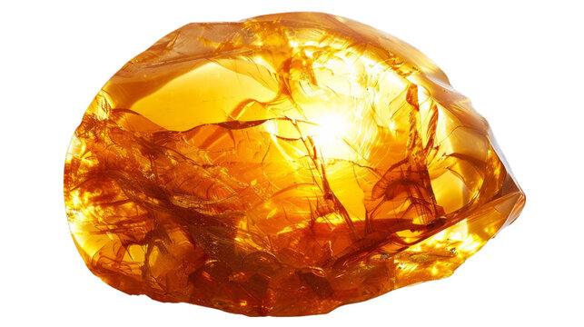 Shimmering Amber Gemstone with Intricate Inclusions