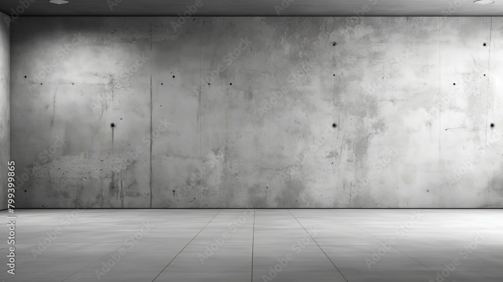 Poster gray concrete empty room with tiled floor