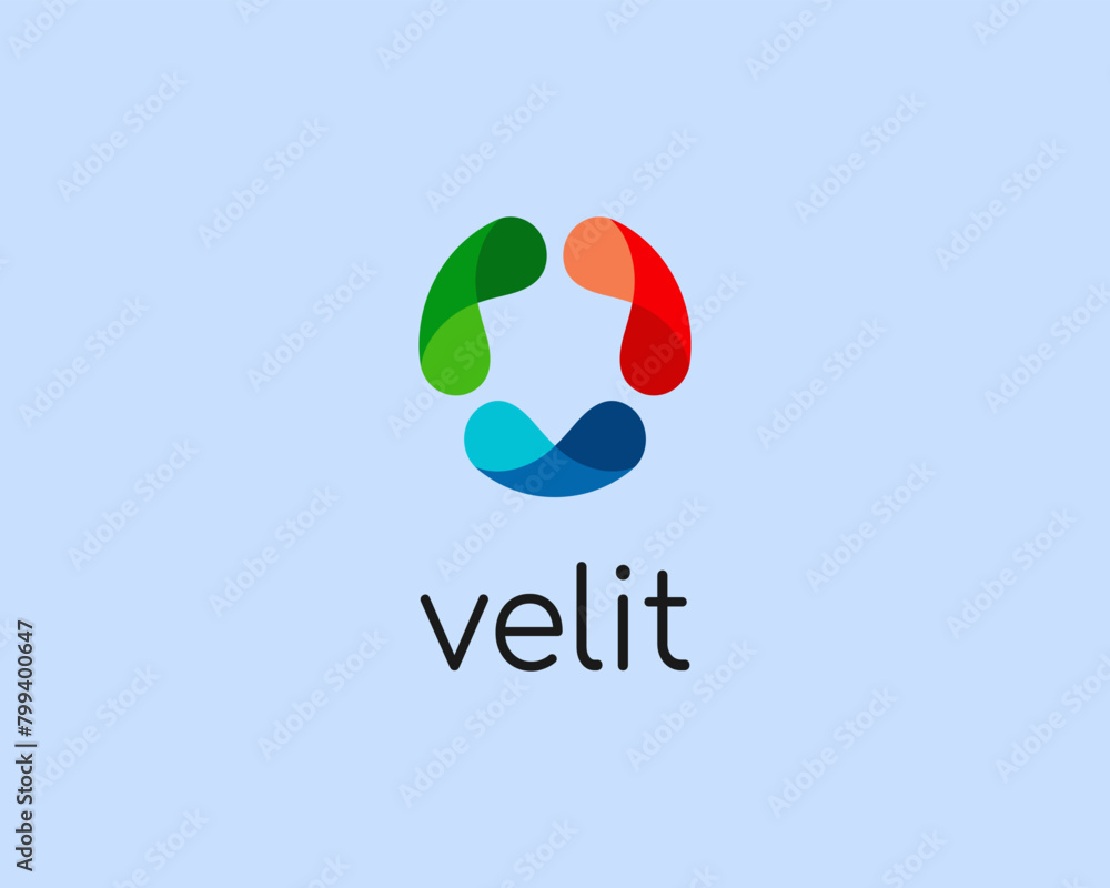 Poster abstract logo from rotating bright shapes. vortex spinner sign. universal atom science vector symbol
