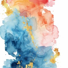 Abstract Watercolor Splash with Gold Foil