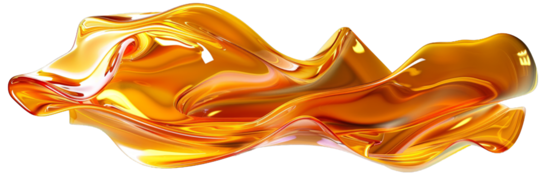Abstract Golden Liquid Wave on Transparent Background