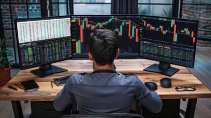 Mastering Market Insights Quantitative Analyst Optimizing Algorithmic Trading Models with Realtime Data and Statistical Software on Dual Monitors