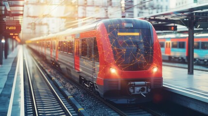 Fototapeta premium Revolutionizing Transportation Digital Twin Technology Optimizes Railway Efficiency with Virtual Train Models and SEO Analytics